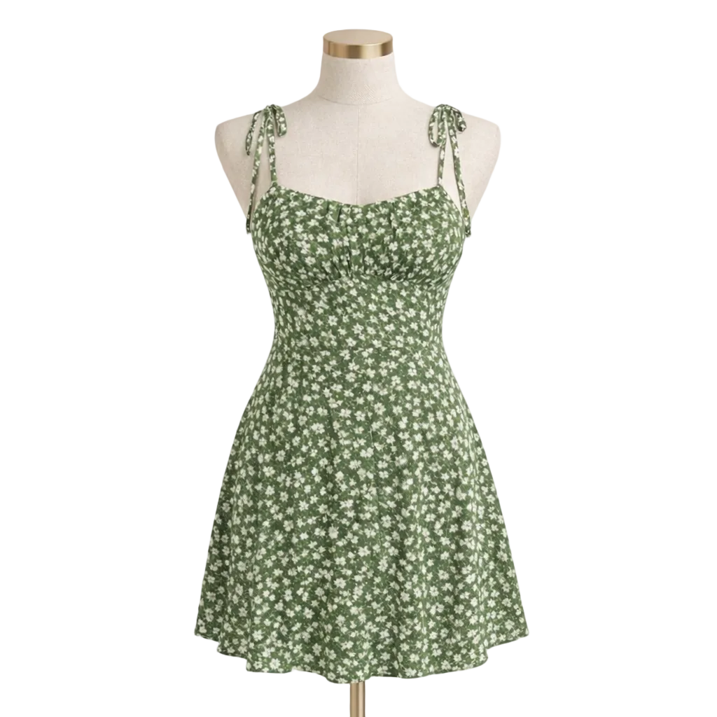 Floral Tie-Shoulder Fit & Flare Mini Dress