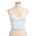Lace Cross Ribbed Cami Crop Top