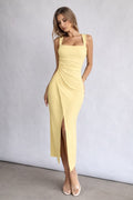 Butter Yellow Sculpt Midi Dress