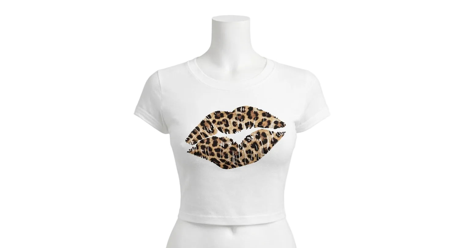 Leopard Kiss Crop Tshirt