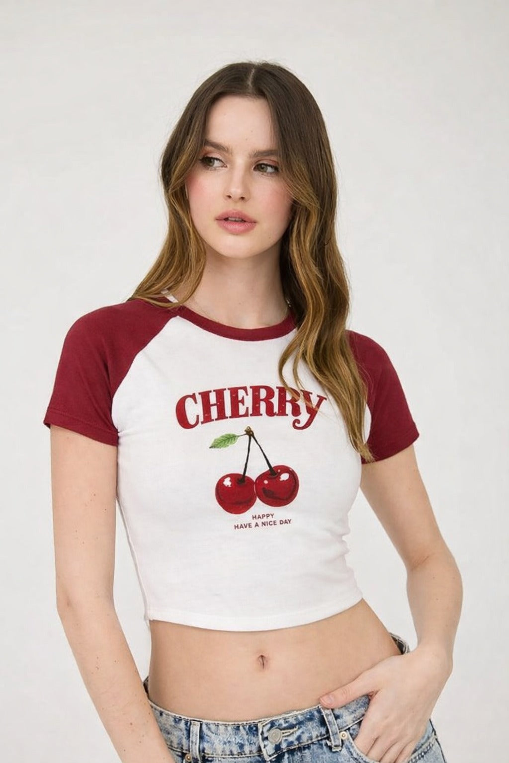 Sweet Cherry Raglan Top