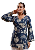 Navy Blue Square-Neck Kurti
