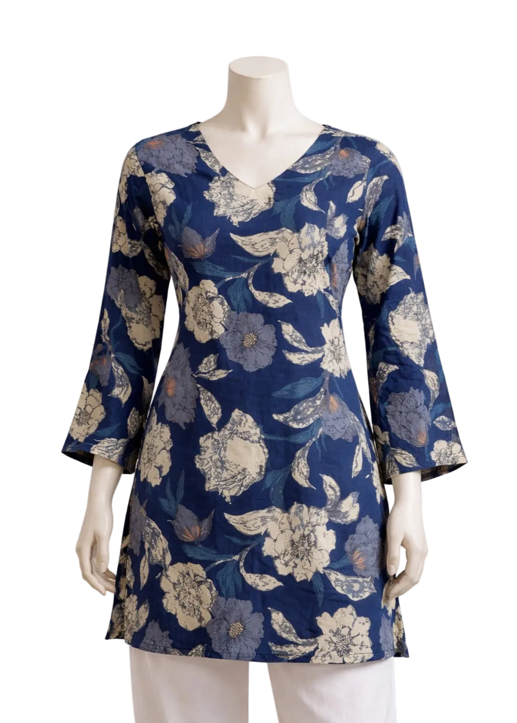 Navy Blue Square-Neck Kurti
