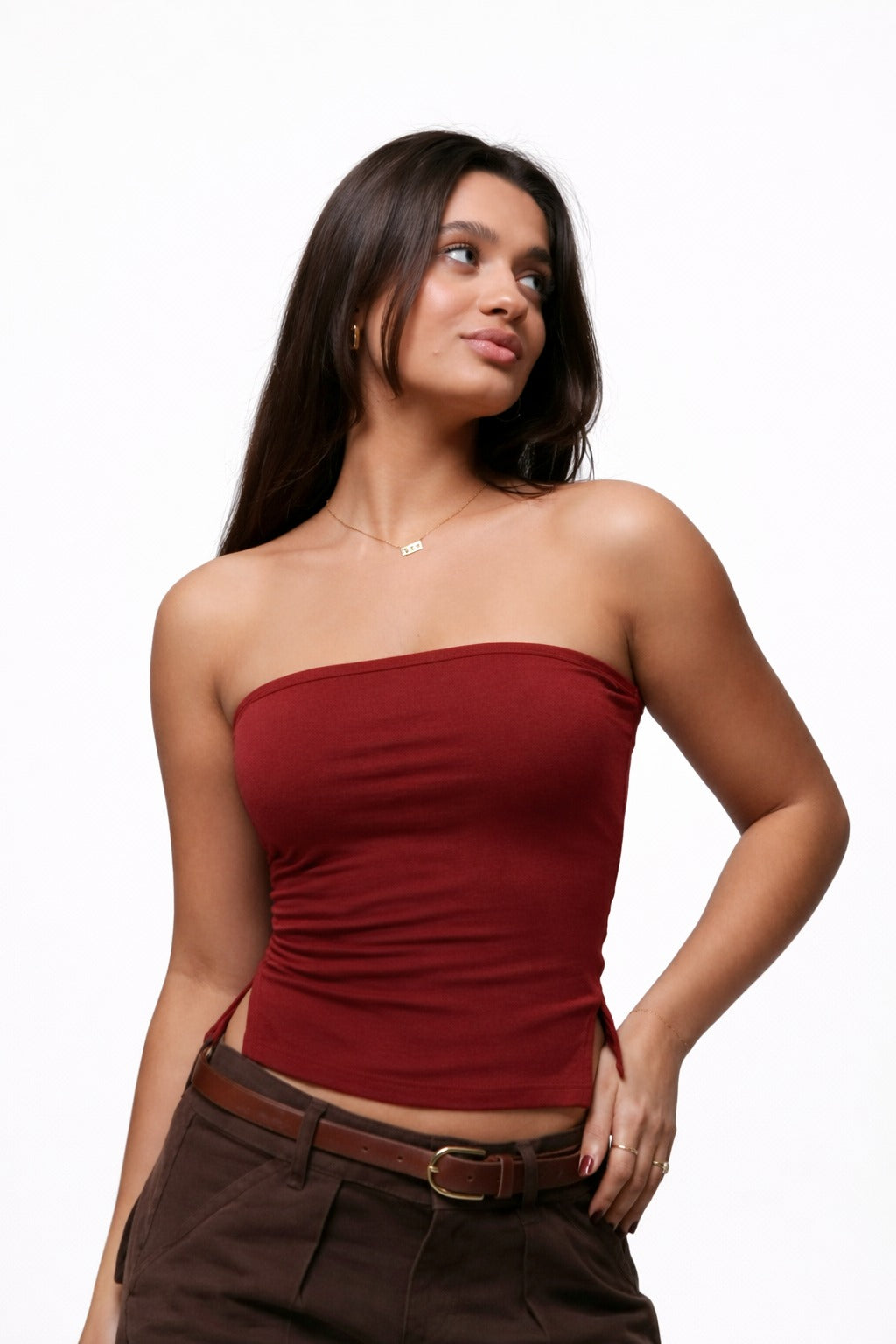 Tube Sild Slit Crop Top