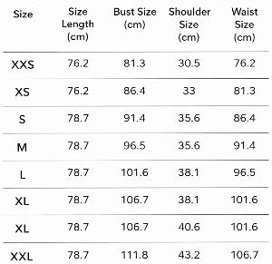 Size Chart in CM