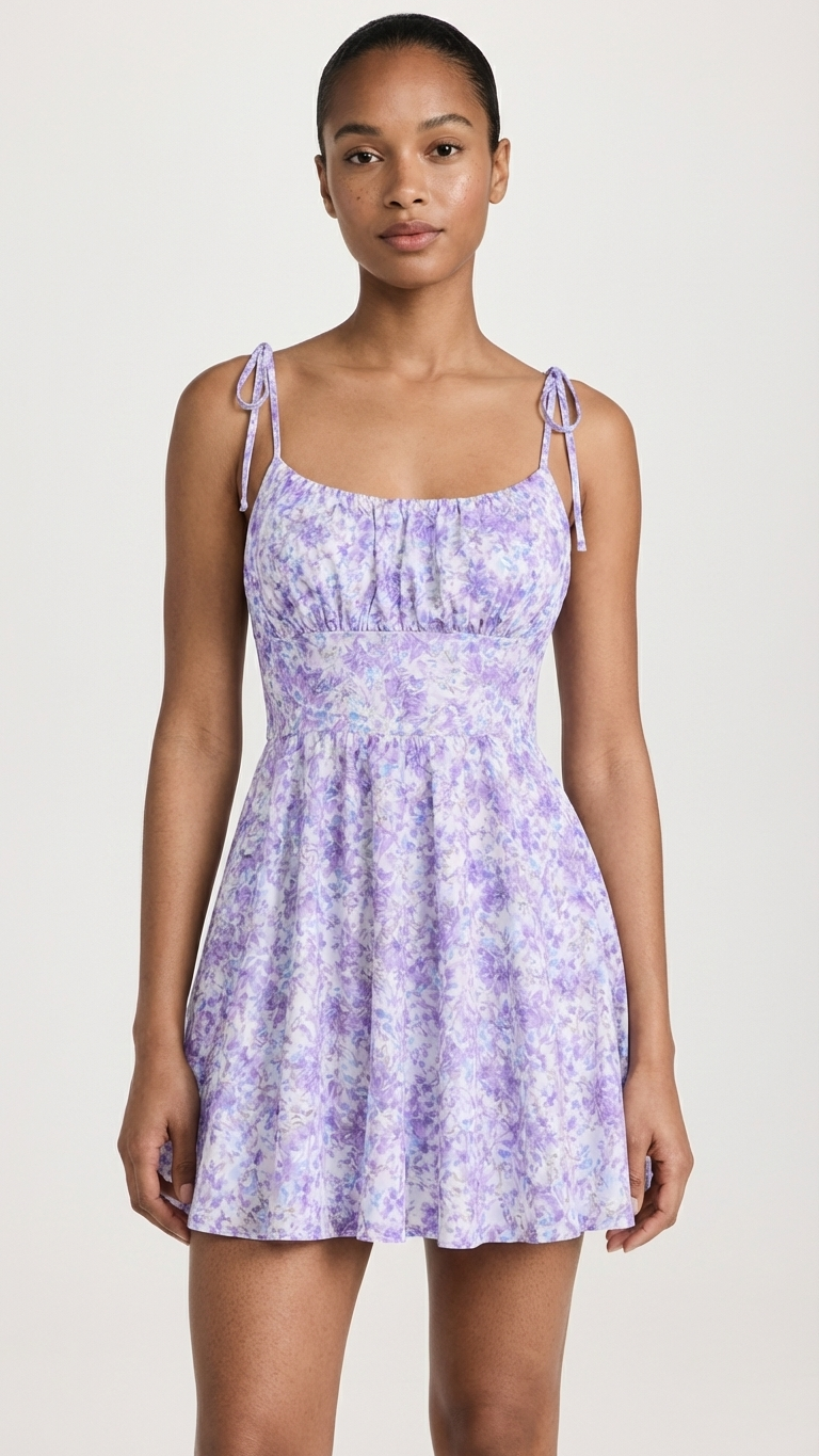 Floral Tie-Shoulder Fit & Flare Mini Dress