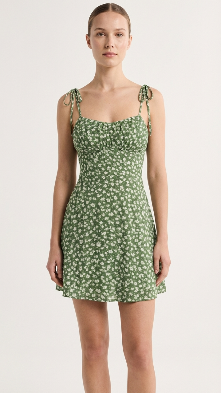 Floral Tie-Shoulder Fit & Flare Mini Dress